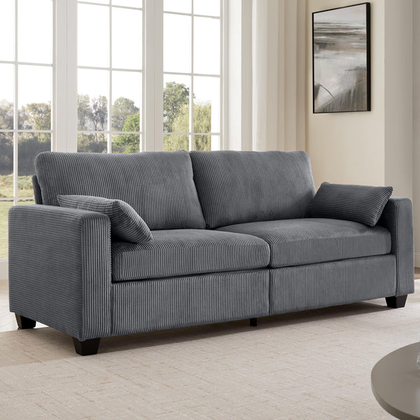 Modern Corduroy Loveseat Sofa with Removable Cover & Spring Cushions