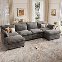 Modular U-Shaped Sectional Sofa with Movable Ottomans