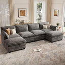 Modular U-Shaped Sectional Sofa with Movable Ottoman