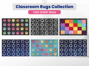 Large Classroom Rug for Kids — Blue, Multi-Size