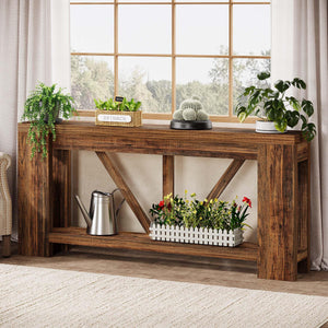 70.9" Narrow Console Sofa Table with Storage Shelf