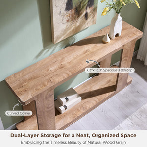63-Inch Modern Console Table with 2-Tier Storage