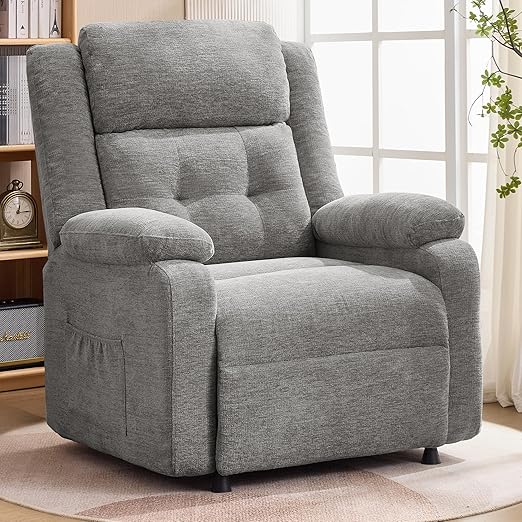 Oversized Power Recliner Chair with Electric Recline & Chenille Fabric