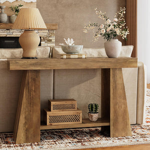 47-Inch 2-Tier Farmhouse Console Table with Storage Shelf