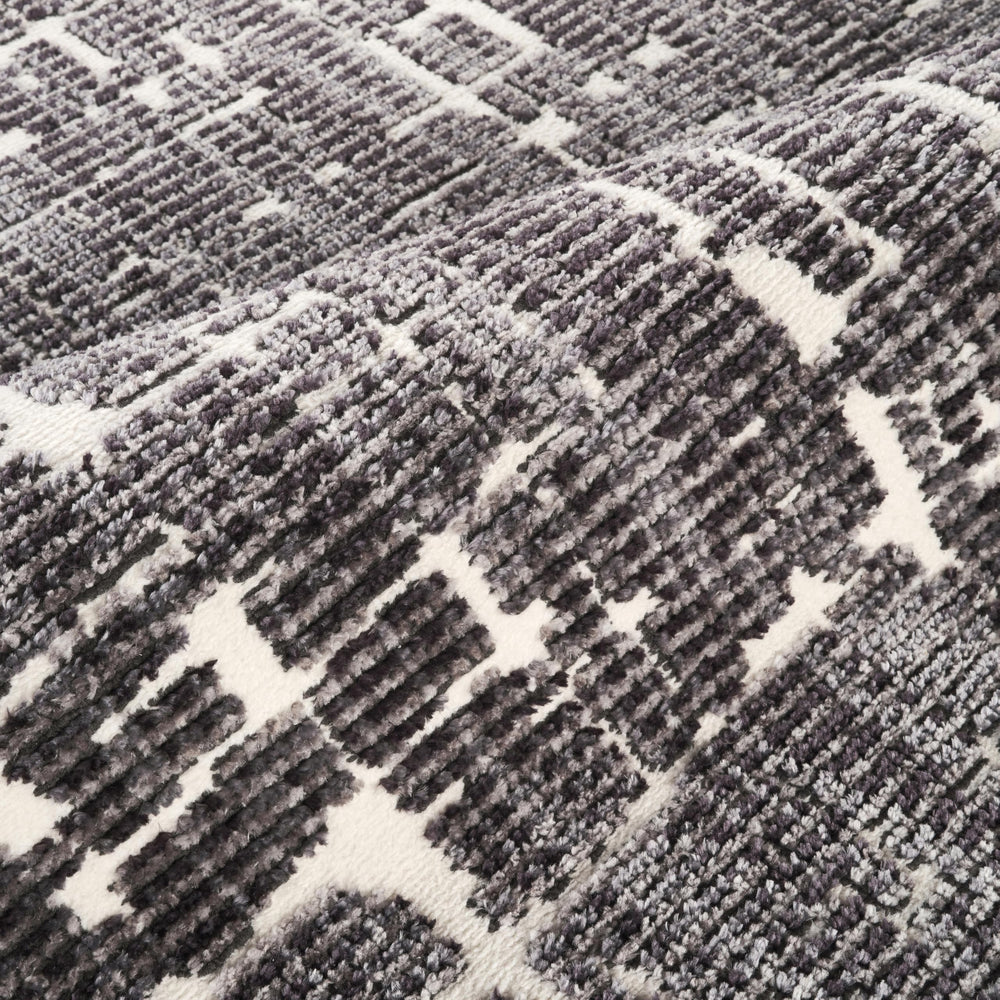 Black Abstract Striped Area Rug