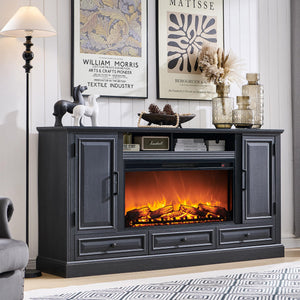 70" Farmhouse TV Stand with 36" Electric Fireplace