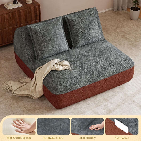 Small Loveseat Sofa Chair with Side Pocket – Memory Foam, No Assembly