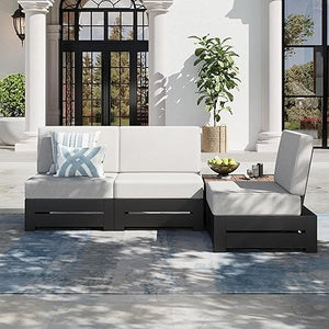 Metal Patio Sectional Furniture Set with Thick Cushions