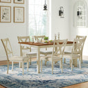 7-Piece Farmhouse Solid Wood Dining Table Set with 6 Upholstered Chairs