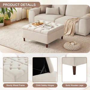 Large Square Lift-Top Storage Ottoman with Coffee Table