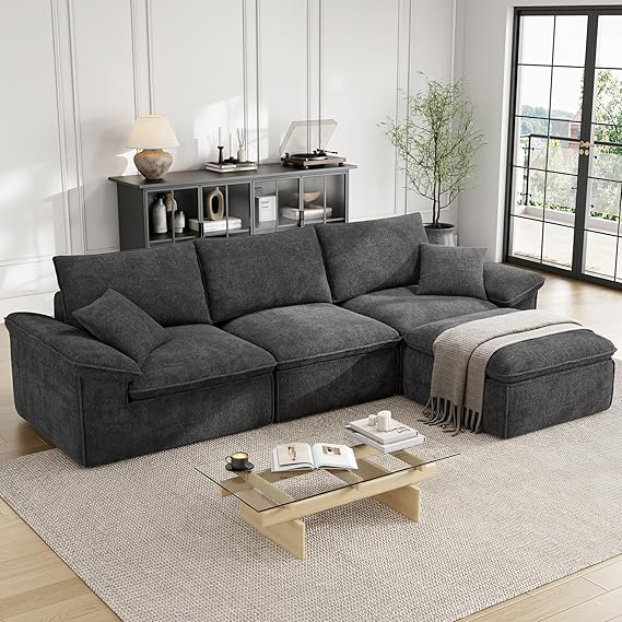 120" Modular Sectional Sofa with Ottoman – Deep Seat Cloud Couch