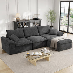 120" Modular Sectional Sofa with Ottoman & Teddy Upholstery