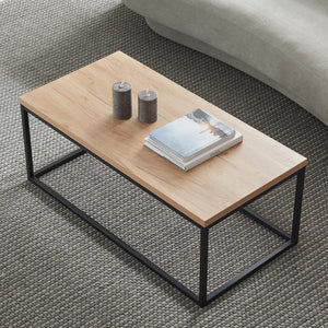 40" Rectangle Coffee Table with Black Metal Legs