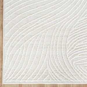 Cream Wave Texture Area Rug – Polypropylene, Rectangular, Multiple Sizes
