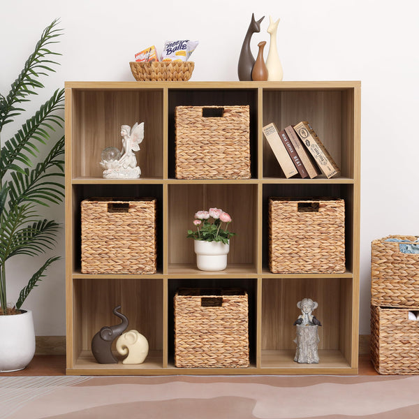 Foldable Water Hyacinth Storage Baskets for Cube Shelves – Set of 4