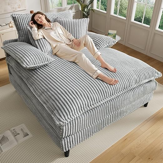 Oversized Indoor Chaise Lounge Chair with Adjustable Backrest