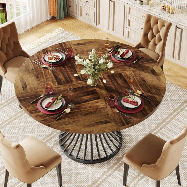 47-Inch Round Dining Table with Metal Base