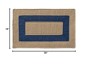 Jute Cotton Doormat 18x30 – Handwoven, Reversible, Navy