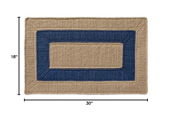 Jute Cotton Doormat 18x30 – Handwoven, Reversible, Navy