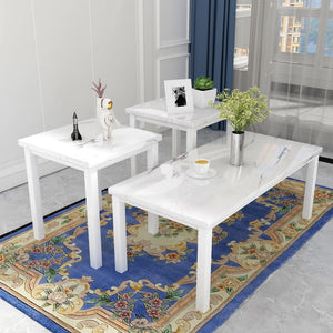 Modern Faux Marble Coffee Table Set of 3 with End Tables
