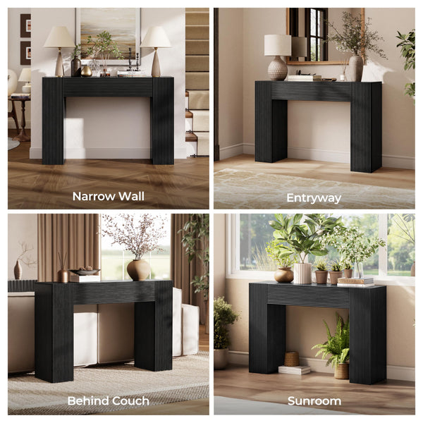 43" Fluted Narrow Console Table with Storage