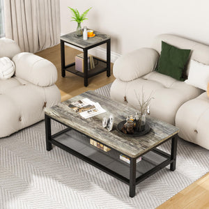 3-Piece Coffee & End Table Set – Metal Frame
