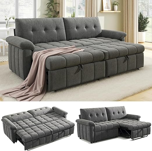 4-in-1 Convertible Sofa Bed with Adjustable Backrest