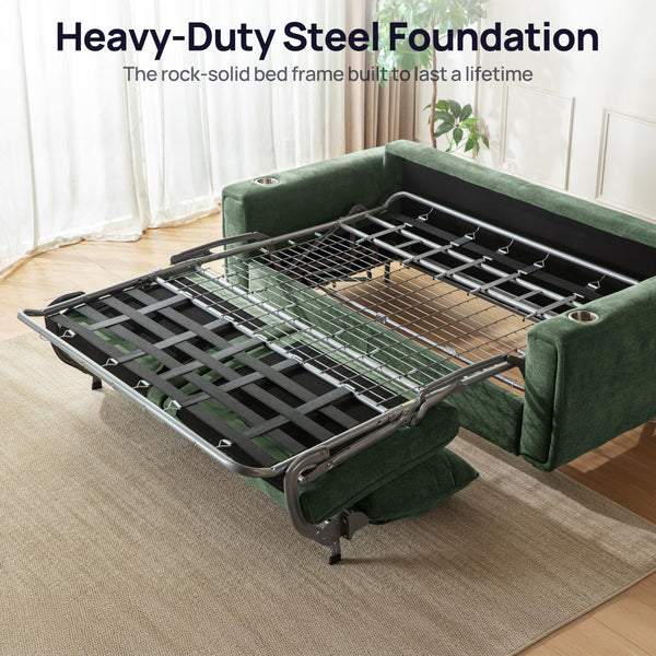 Queen Sleeper Sofa Bed with USB Charging & Memory Foam Mattress