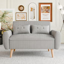 48" Corduroy Loveseat Sofa with Tufted Back & Tapered Legs