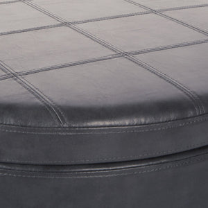 Round Storage Ottoman with Nailhead Trim