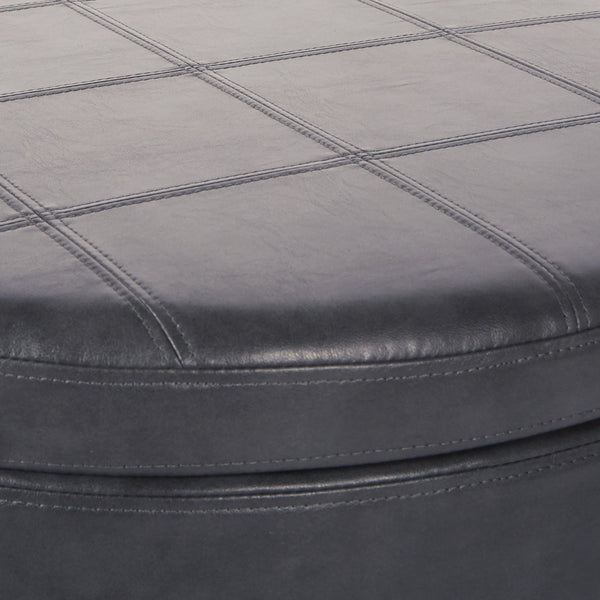 Round Storage Ottoman with Nailhead Trim