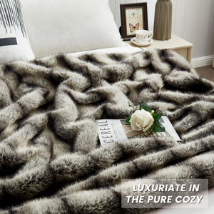 Faux Fur Throw Blanket 50x60 Inch Heavyweight Animal Print