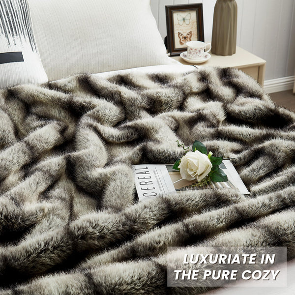 Faux Fur Throw Blanket 50x60 Inch Heavyweight Animal Print