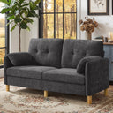 Mid-Century Chenille Loveseat with Storage Pockets