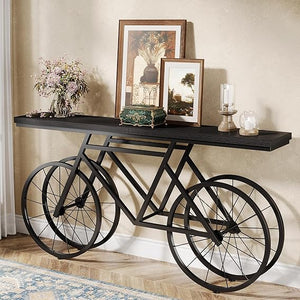 70.87" Industrial Console Table with Bicycle Metal Base