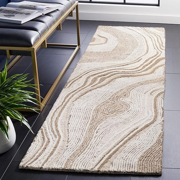 Runner Rug 2'3" x 14' – Mid-Century Modern Abstract Wool