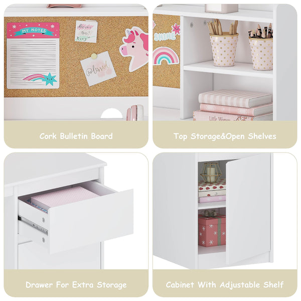 Kids Study Desk with Chair Set and Hutch
