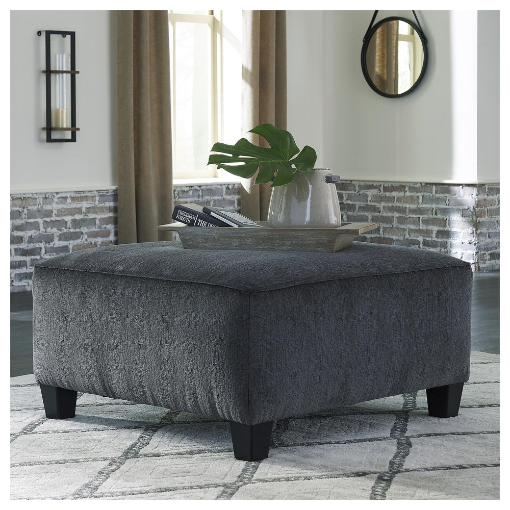 Oversized Square Accent Ottoman – Grey Chenille Upholstery