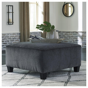 Oversized Square Accent Ottoman – Grey Chenille Upholstery