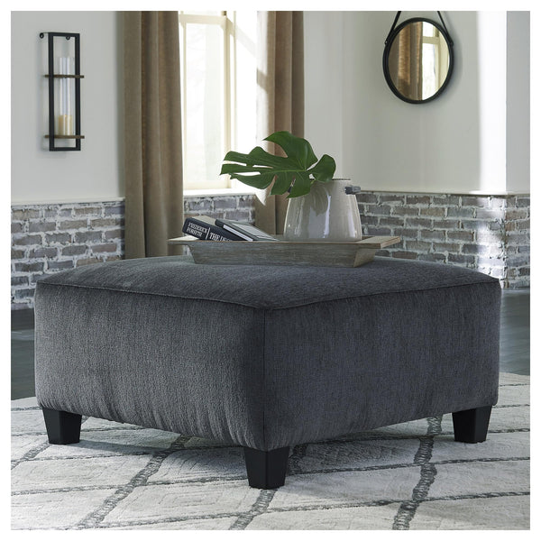 Oversized Square Accent Ottoman – Grey Chenille Upholstery