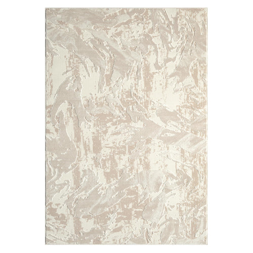 Geometric Cream Area Rug – Modern Abstract Wavy Pattern