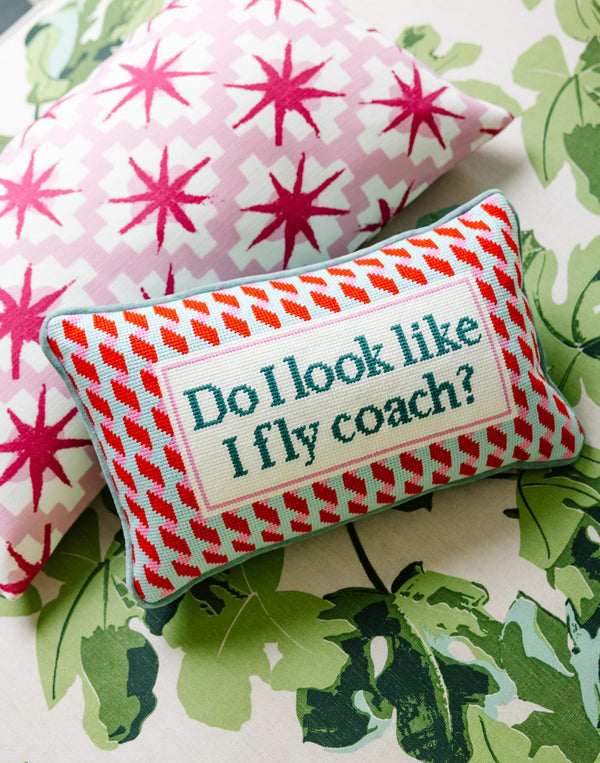 Needlepoint Decorative Throw Pillow – Fly Coach 9x15