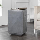 Polyresin Outdoor Side Table – Geometric Fluted Accent Table