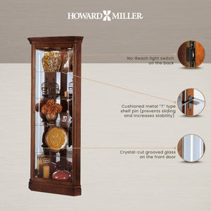 Corner Curio Cabinet with Glass Shelves & Lighting