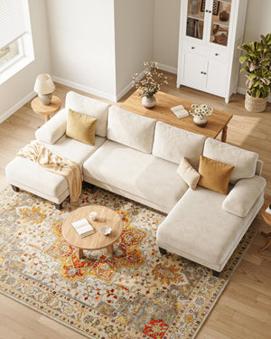 112-Inch U-Shaped Sectional Sofa with Double Chaise
