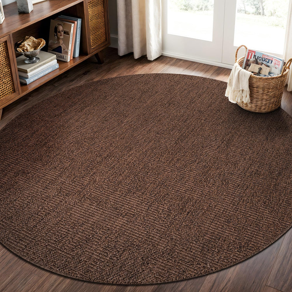 Round Jute-Style Area Rug 6ft – Brown