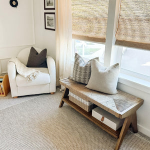 Bohemian Seagrass Entryway & End of Bed Bench with Shoe Storage