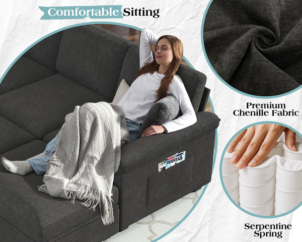U-Shaped Sectional Sleeper Sofa with Pull-Out Bed
