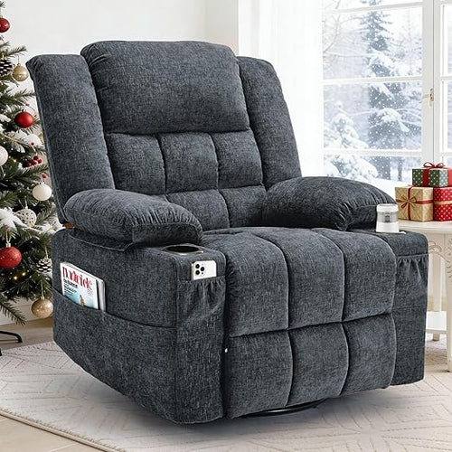 360° Swivel Rocker Recliner with Massage & Heating