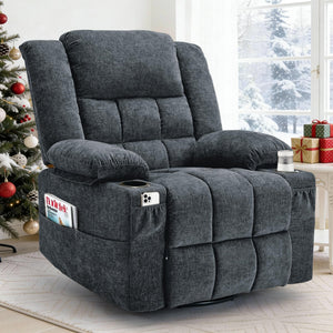 360° Swivel Rocker Recliner with Massage & Heating